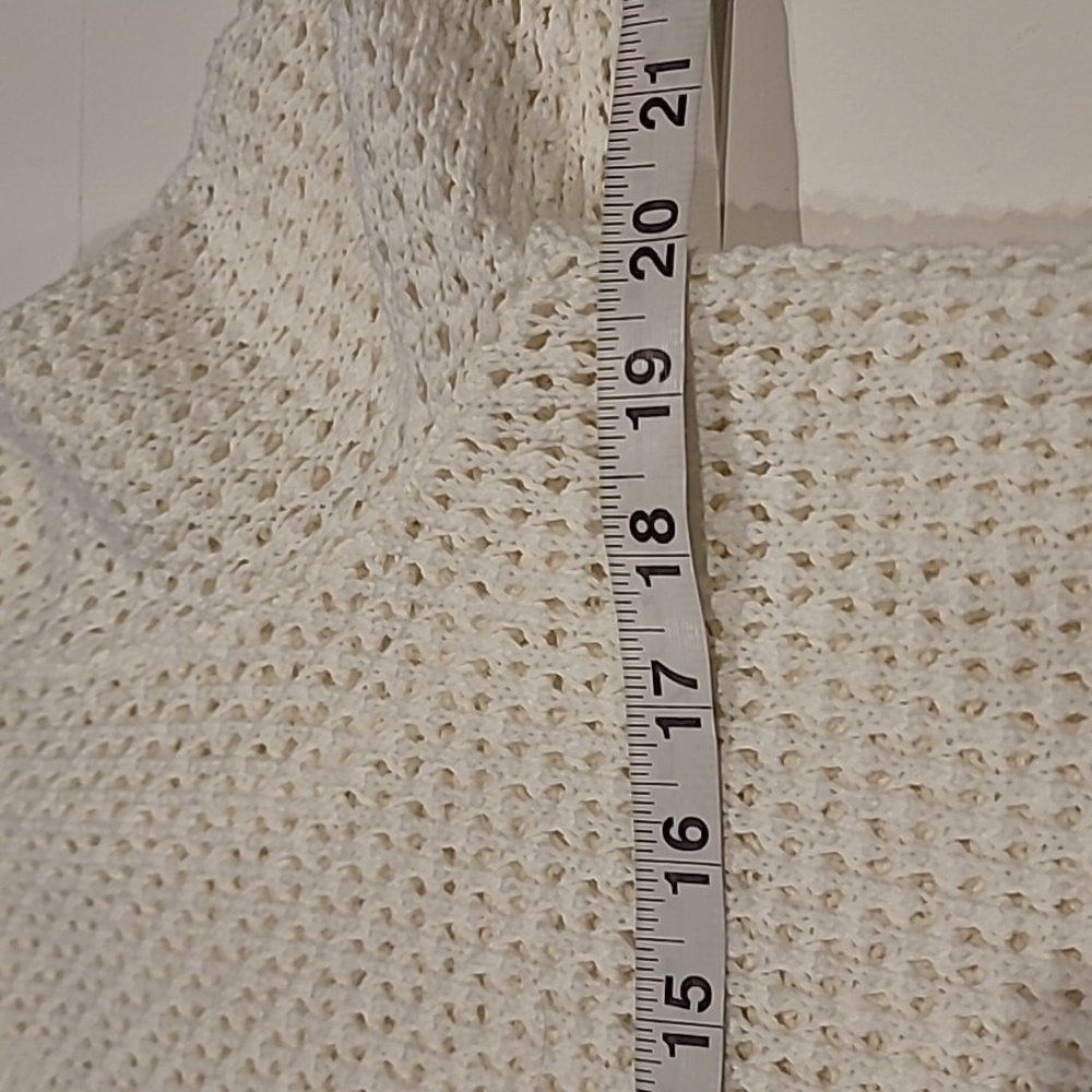 Soft As A Grape Open Knit with Lace-Up Detail Sweater Warm White Medium - Picture 12 of 13